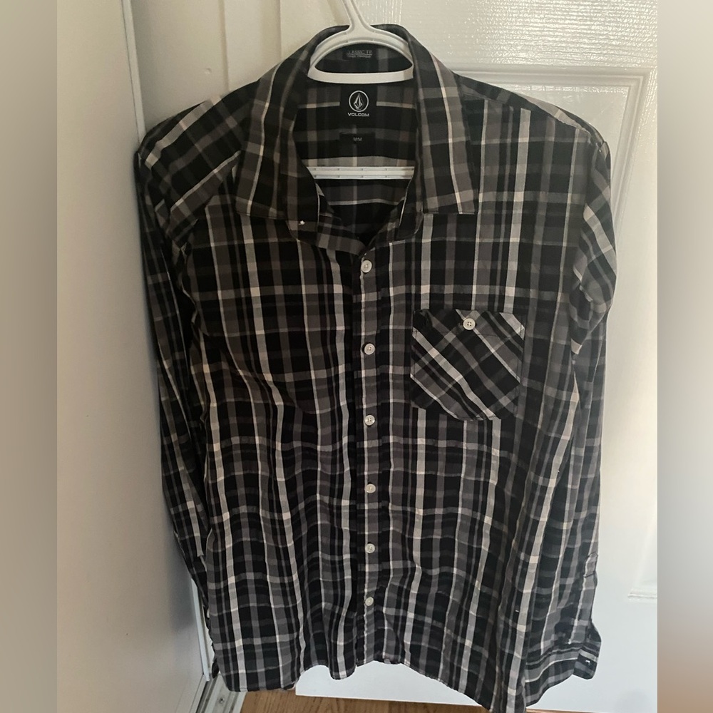 Black and White Plaid Men's Shirt Volcom